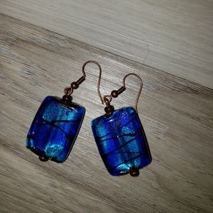 Blue design drop dangle earrings